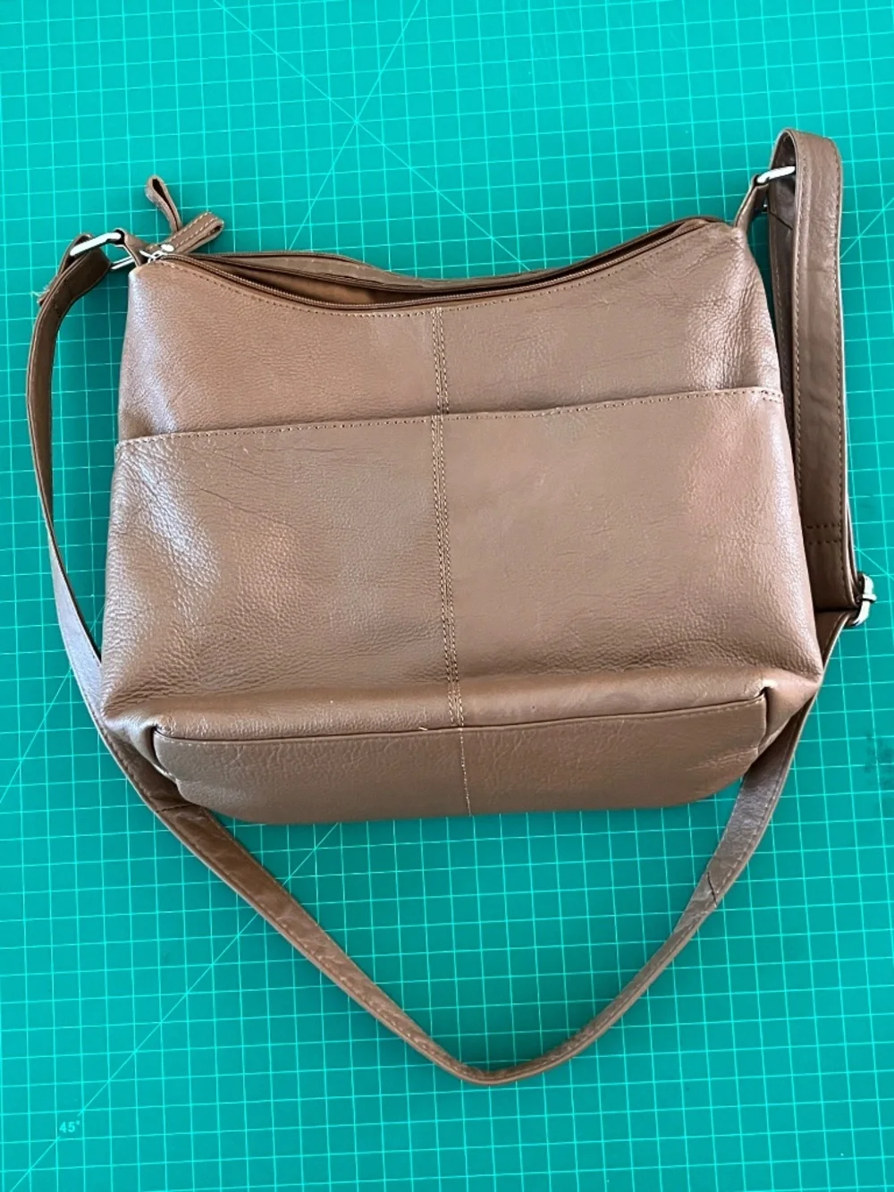 Brown leather cross body purse
